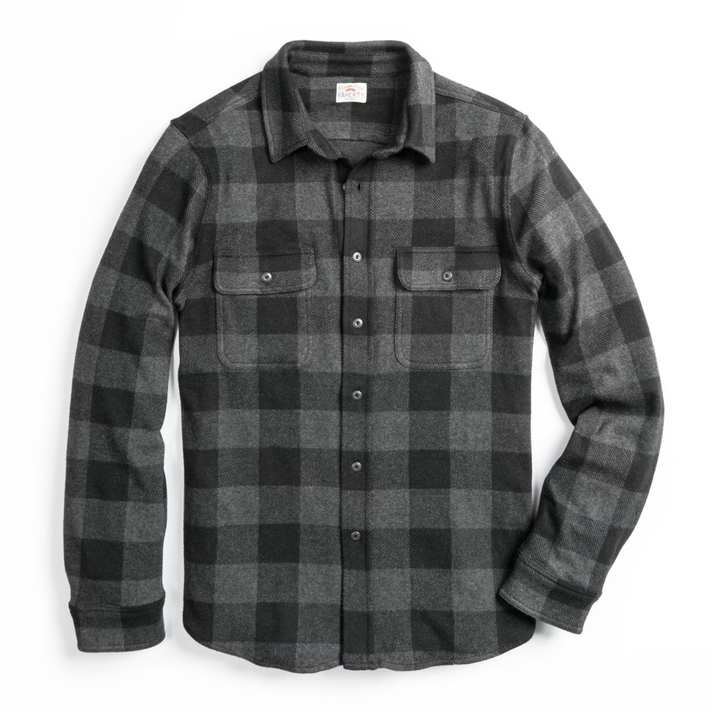 Faherty Legend Shirt Charcoal and Black Plaid